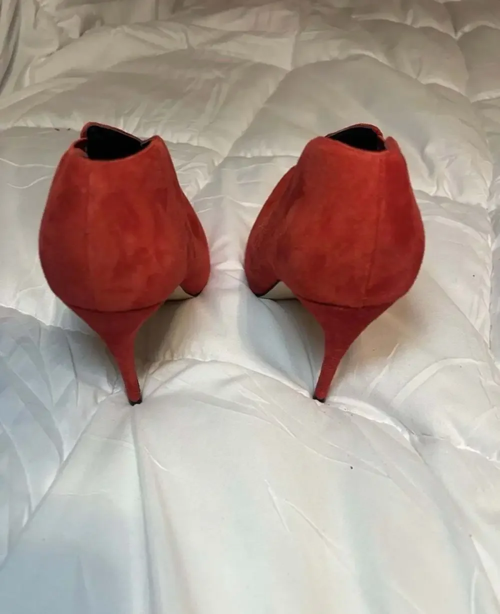 GUESS Ondrea Red Suede Pointed-Toe Stiletto Ankle Booties